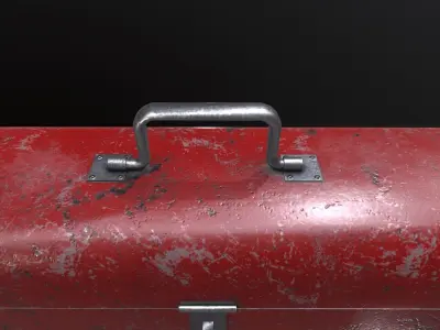 Old Red Toolbox Low-poly 3D model