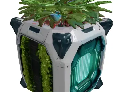 Modular SciFi Planter Glow 3D model
