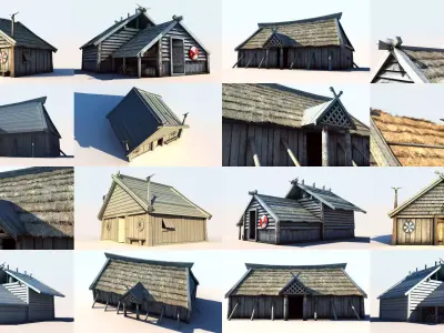 Viking Houses Collection 3D Model Pack purchase