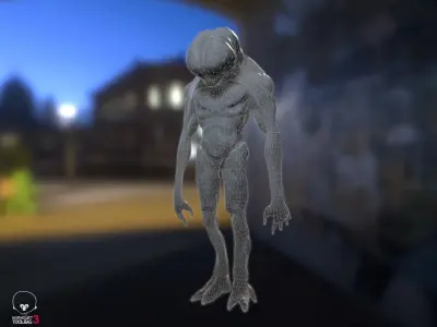 AlienWTF alien in tunnel Low-poly 3D model