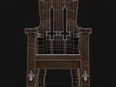 Medieval Rustic High Back Sword Chair  Low-poly 3D model