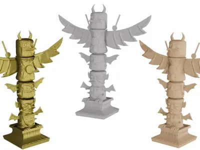 Totem Pole Low-poly 3D model