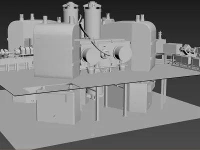 Particle Accelerator separated sector cyclotron  Low-poly 3D model