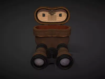 Antique Binoculars with Case - Low Poly Low-poly 3D model