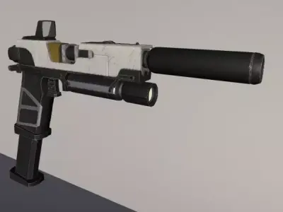 Cyberpunk style pistol PBR Low-poly 3D model