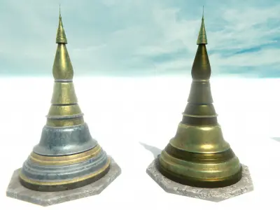 Asian Temple - Pagoda set Low-poly 3D model