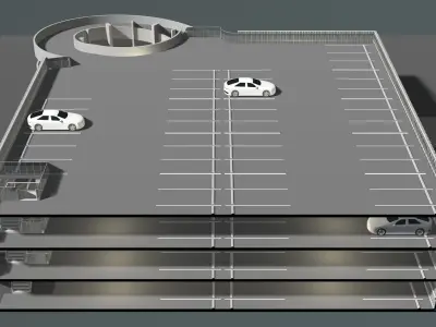 Parking garage building in section cut 25-15 3D model