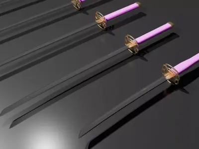 Japanese Katana Collection- 4-Piece Low-Poly Weapon Pack  Low-poly 3D model