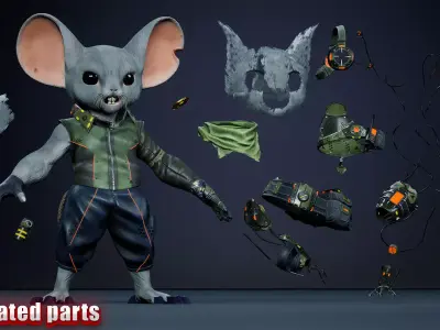 Alien Mouse Low-poly 3D model