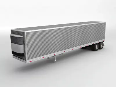 Refrigerated Box Trailer For Semi Truck Low-poly 3D model