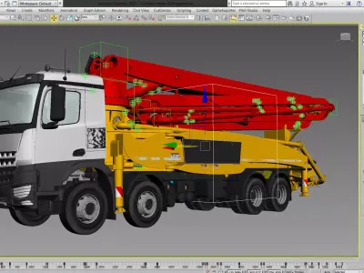 Concrete Pump 8X4 Rigged 3D model