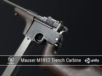 PBR Mauser Pistol Pack Low-poly 3D model