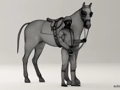 Racehorse and Jockey HQ 002 3D model