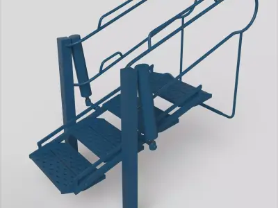 Stair ladder with two steps Low-poly 3D model