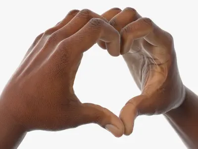 Black Male Hands in Heart Symbol Pose 3D model