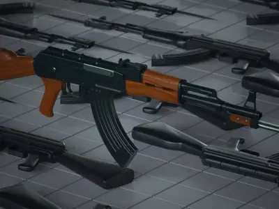 Ak-47 front of motorcycle Free 3D model