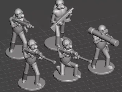 Armed Soldiers Set of 5 models 3D model