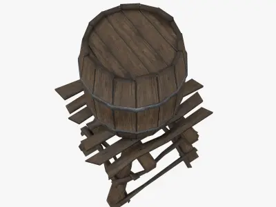 Wooden water tower low-poly 3d model Low-poly 3D model