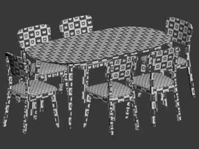 Dining Set 12 3D model buy
