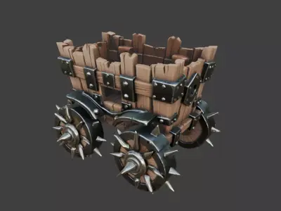 Spiked Wooden War Cart Low-poly 3D model