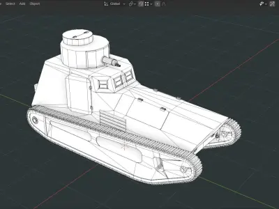 Leichter Kampfwagen II TANK BASE MESH  Low-poly 3D model