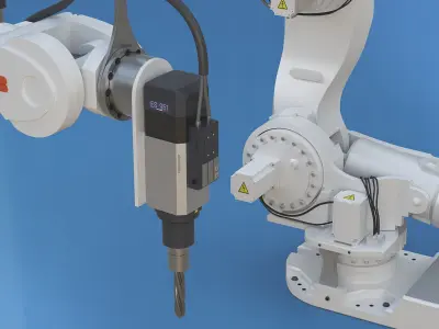 ABB IRB 7600 with Drilling Tool White Rigged for Maya 3D model