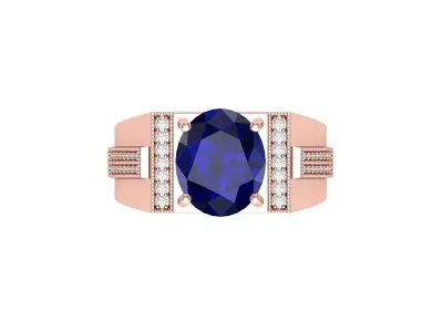 Oval Art Deco Ring 3D print model 2