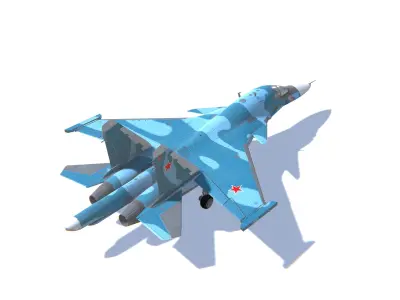 SU-34 Fullback Jet Fighter Aircraft Low-poly 3D model