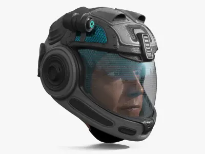  Astronaut Head in Futuristic Helmet 
