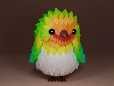 Cute lowpoly bird Low-poly 3D model