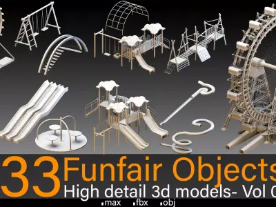 33 Funfair Objects- Vol 01- High detail 3d models 3D model