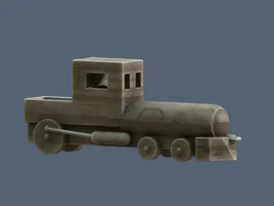 wooden toy locomotive Low-poly 3D model
