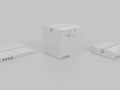 Cardboard Box Square Proportions Trio - Rigged and Customizable 3D Model Pack