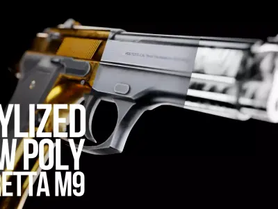 Low Poly Beretta M9 Low-poly 3D model