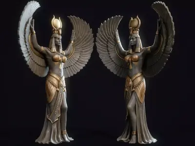 Egyptian Statue God Isis  Low-poly 3D model