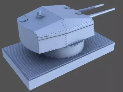 Bismarck 15cm turret 01 - Personal license - 1-72 scale 3D print model