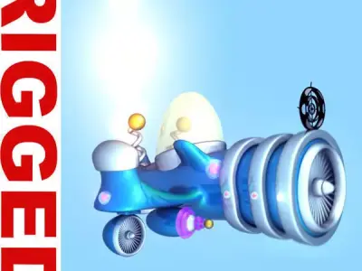 Spaceship Cartoon Low-poly 3D model
