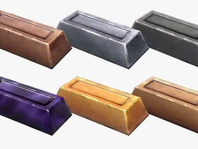 Stylized Ingots Pack Low-poly 3D model