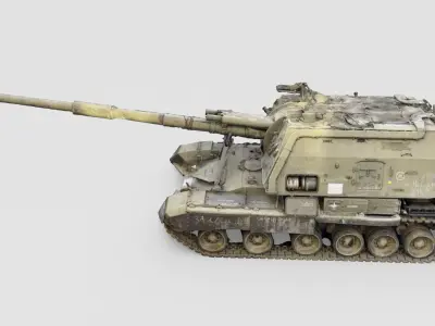 Destroyed 2S19 Msta 152 mm self-propelled howitzer M1990 3D model order