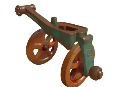 Rusty Industrial Railway Track Cart Low-poly 3D model