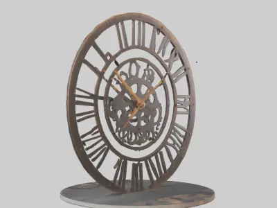 Industrial Style Wall Clock model Low-poly 3D model