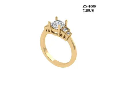 Solitaire Engagement Ring 3D print model 87