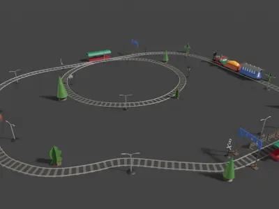 Toy Railway Low-poly 3D model