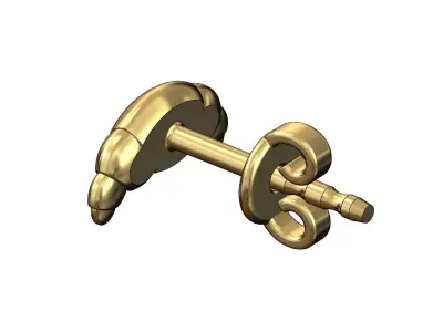 French croissant pastry stud earring 3D print model