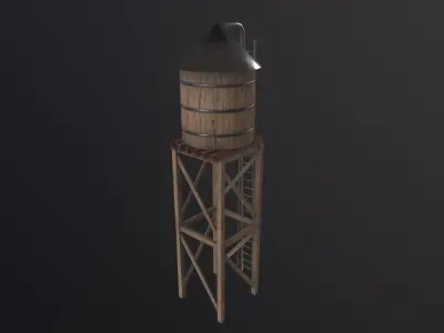 Water Tower 3D Model Low-poly 3D model purchase