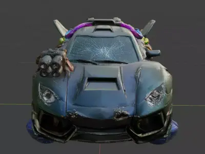 Wrecked Sci-Fi Hover Car - Post-Apocalyptic Flying Vehicle PBR Low-poly 3D model