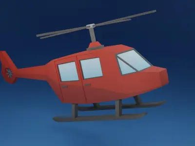Low Poly Helicopter and Helipad Bundle  Low-poly 3D model