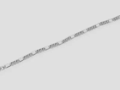 Link Chain V4 - Silver Figaro Bracelet 3D model
