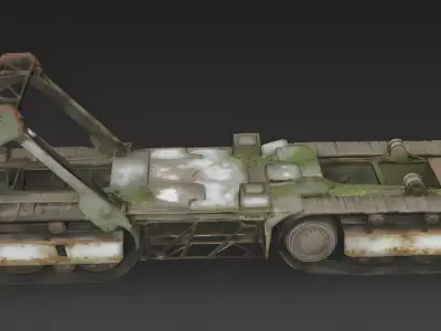 Overgrown Abandoned Tracked Transport Chassis 3D Model Low-poly 3D model