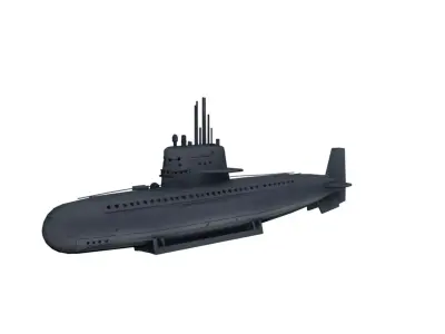 Generic Submarine Low Poly Underwater Military Vessel Low-poly 3D model